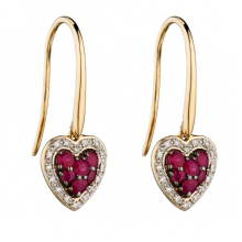 RUBY AND DIAMOND HEART EARRINGS